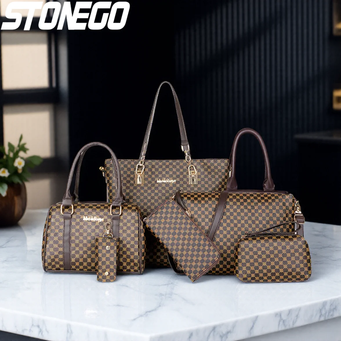 

6 шт., набор больших сумок с цветочным принтом, стильные минималистичные сумки через плечо, большая вместимость, многофункциональные