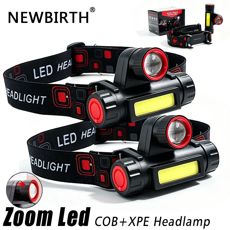 Portable Mini Powerful LED Headlamp XPE+COB USB Rechargeable Hunting Headlight Waterproof Head Torch with Side Magnetic Design