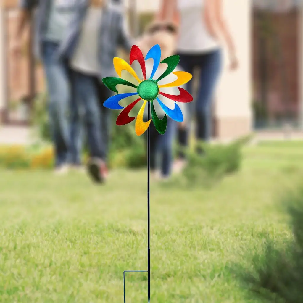 

Creative Metal Iron Rainbow Outdoor Pinwheel Wind Spinner Decoration Toys