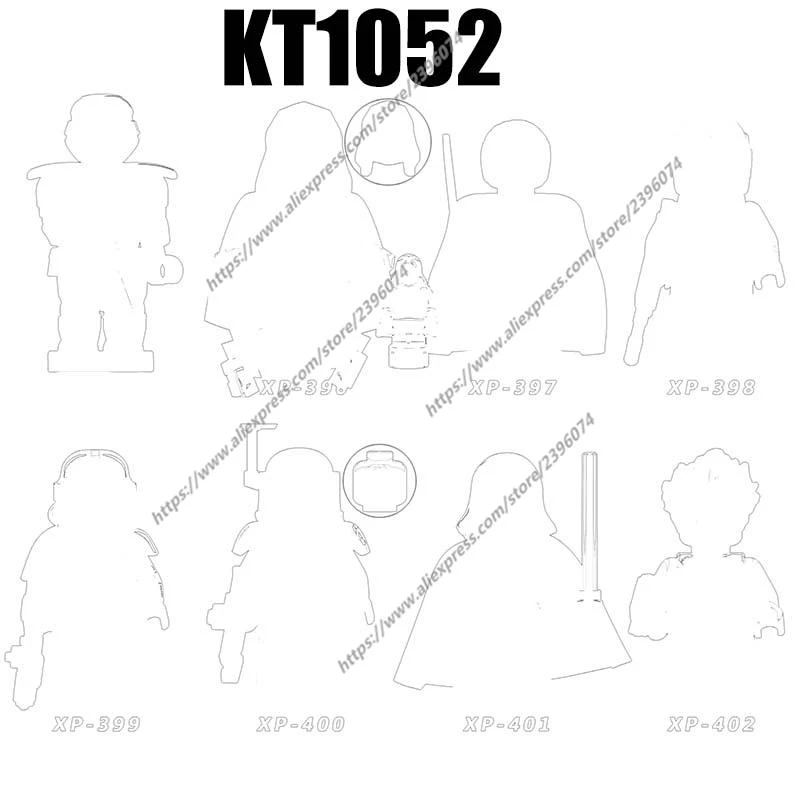 KT1052 Figuras de ação Acessórios de filmes Blocos de construção Tijolos brinquedos XP395 XP396 XP397 XP398 XP399 XP400 XP401 XP402