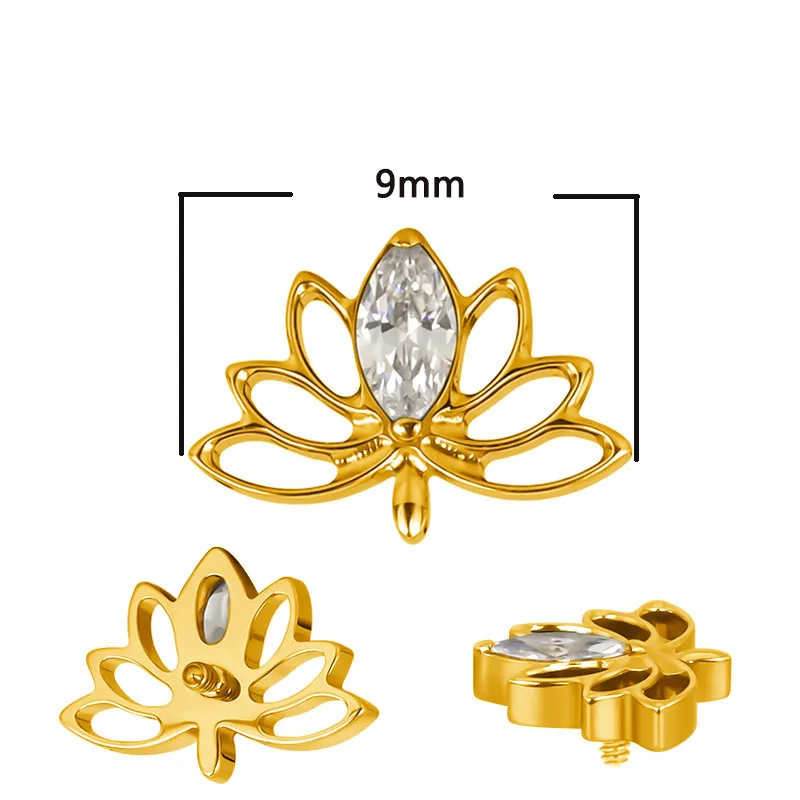 ASTM F136 التيتانيوم الأذن قطعة الجوف لوتس أقراط تشيكوسلوفاكيا معبد أعلى الخيوط Labret الأذن مربط الزنمة الشفاه الدائري هيئة ثقب المجوهرات