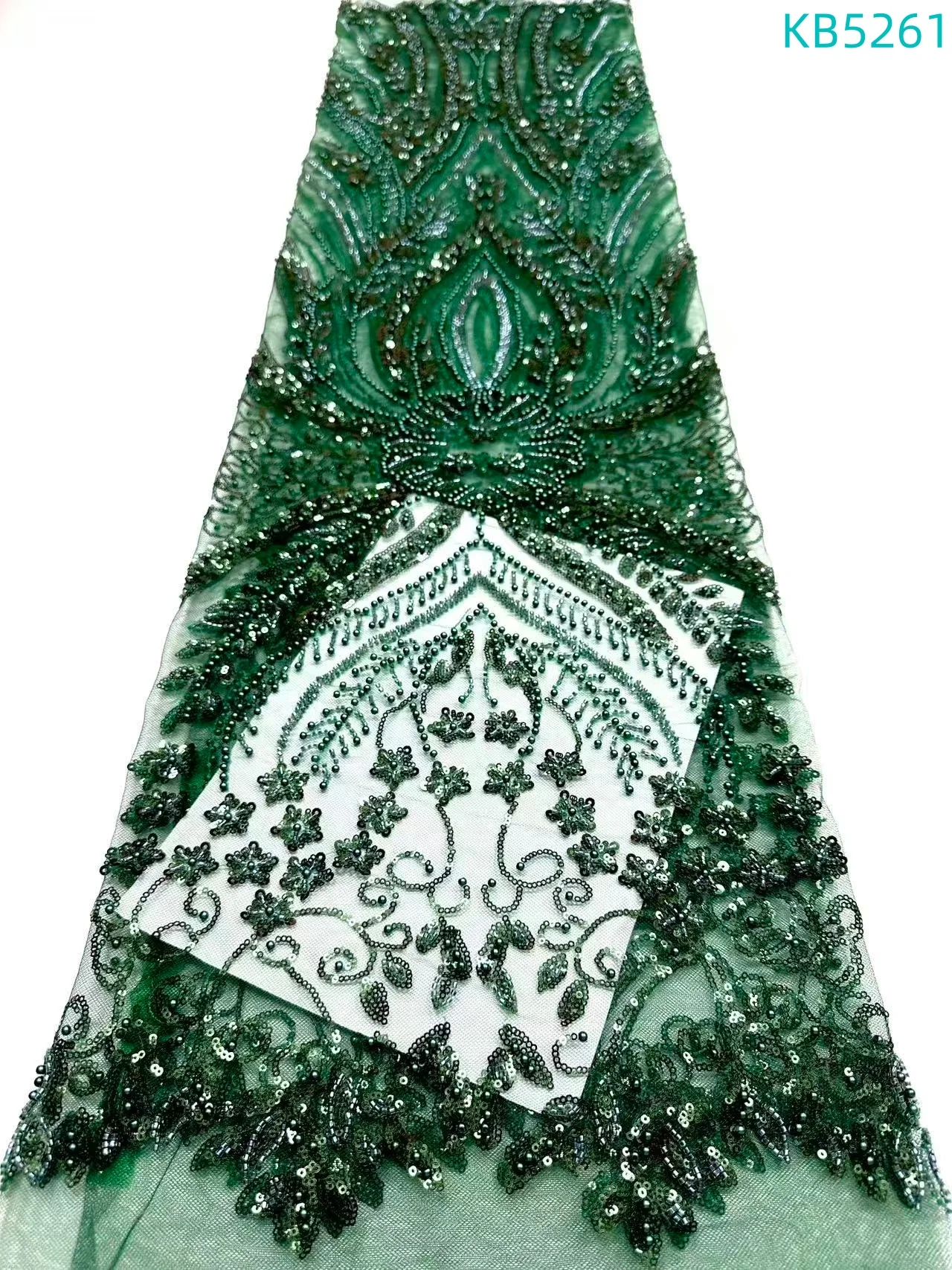 

Green African Sequins Net Lace Fabric High Quality Gold Sequins French Tulle Lace Embroidery Lace For Party Dress Sewing KB5261