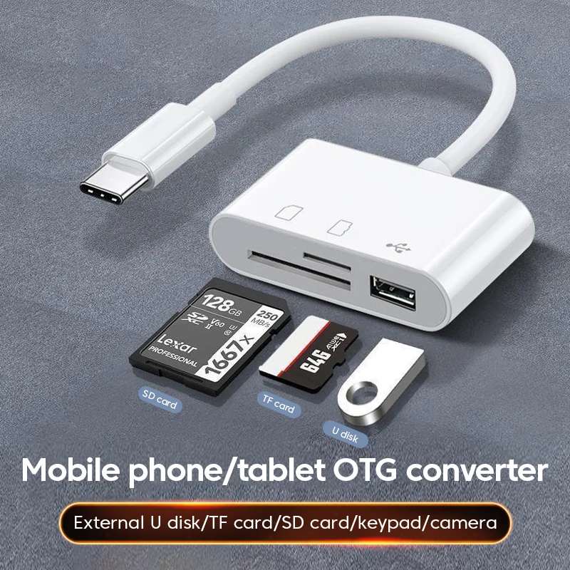 Adaptador tipo C para lector de tarjetas de memoria TF, CF, SD, OTG, Compact Flash USB-C, IPad Pro, Huawei, Macbook, USB