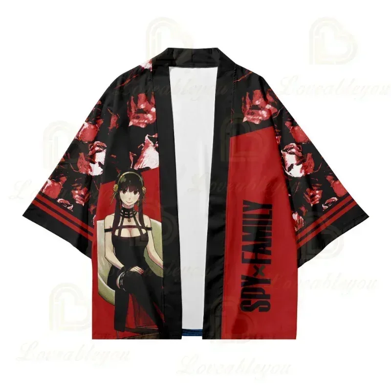 Anime SPY×FAMILY Japón kimonos Ania Haori dibujos animados Cosplay camisa abrigo mujeres hombres ropa de verano niños niñas pijamas x;3, v'6.f;9