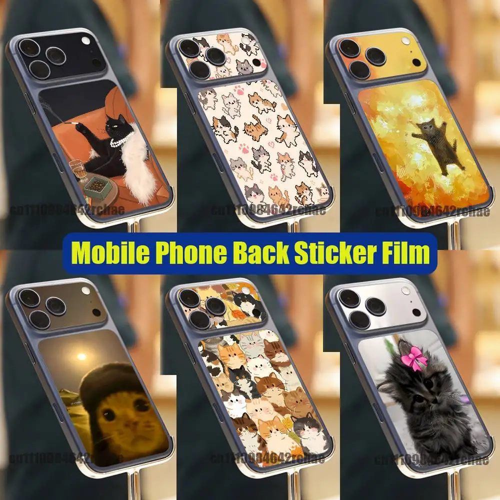

For Cute Cat Meme Phone Back Film Sticker iPhone 17 Pro Max Decal Skin Wrap DIY Custom Films Stickers Cover