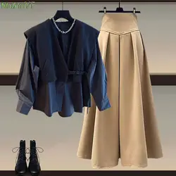 Women's Falls Fashion Matching Clothing Sets Casual Patchwork Sweatshirts A-Line Skirts 1 or 2 Piece Suits Tops Skirt Outfits