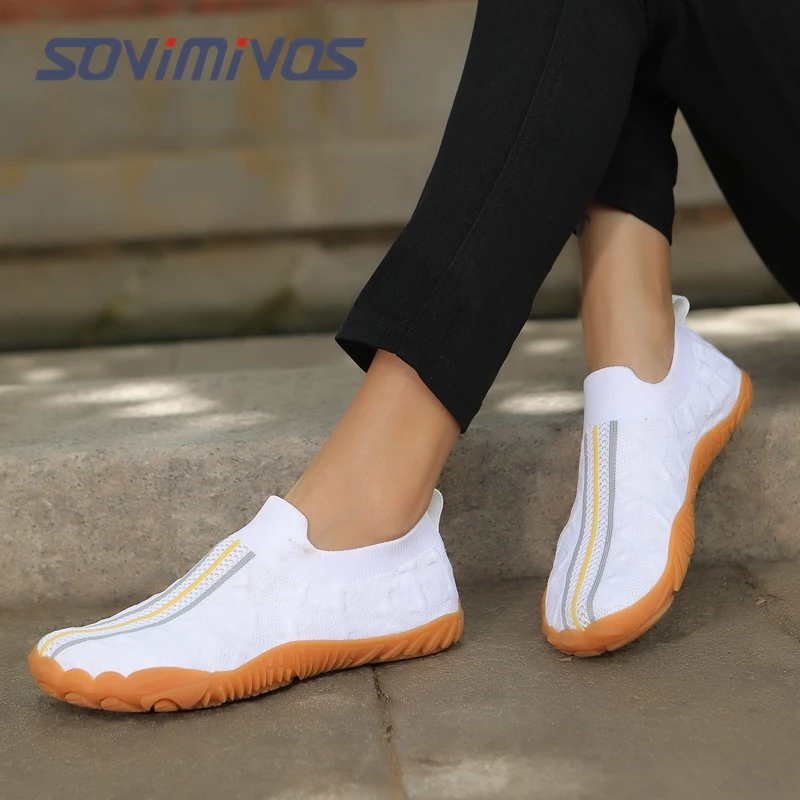 Womens Mens Slip on Sneakers Breathable Mesh Water Shoes Lightweight Casual Sneakers for Walking Gym Travel Work Wide-Toe Shoe