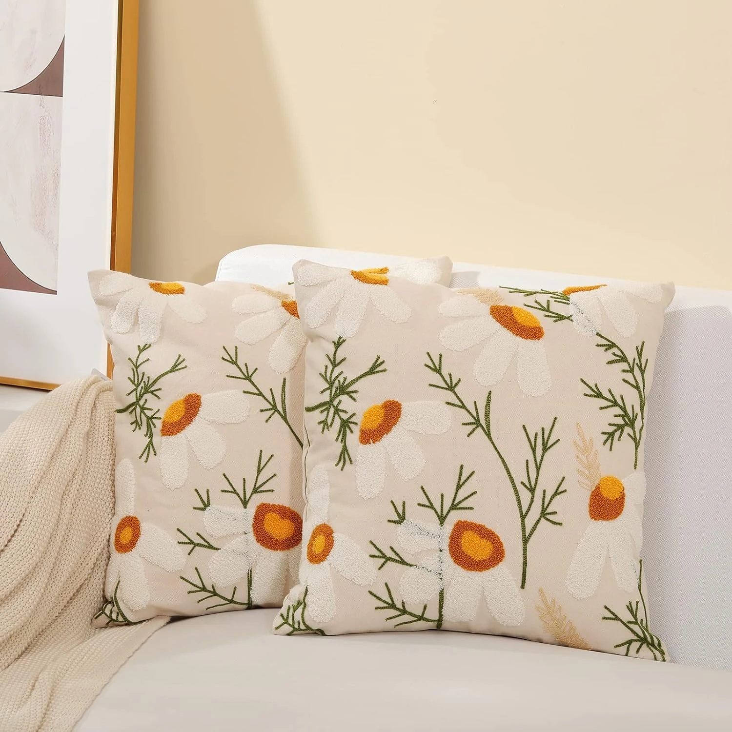

Luxurious Floral Jacquard Pillow Covers - Elegant Comfort for Bedroom and Couch - Stylish Home Decor (Style15, 18x18 Inch)