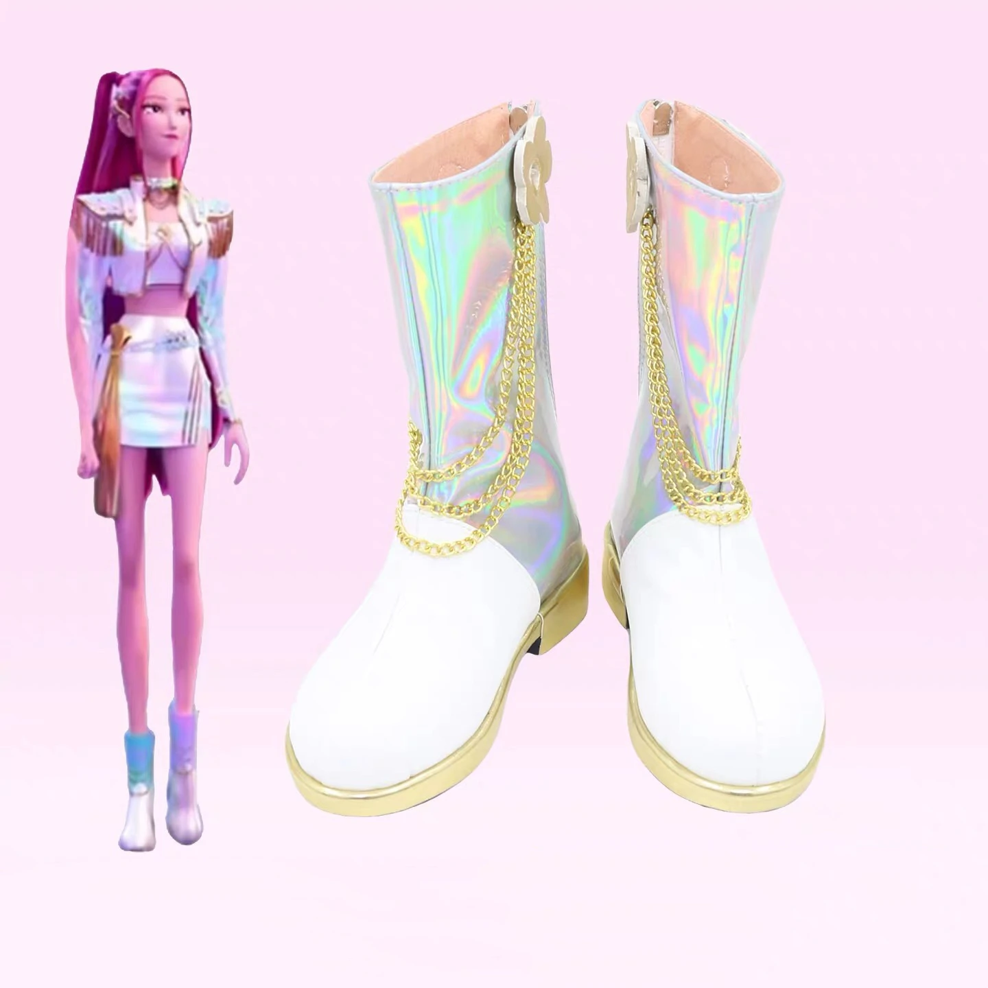 Nueva película k-pop Demon Hunters zapatos de Cosplay Rumi Zoey Mira botas blancas adultos niños accesorios de fiesta de Halloween accesorios para espectáculo en escenario