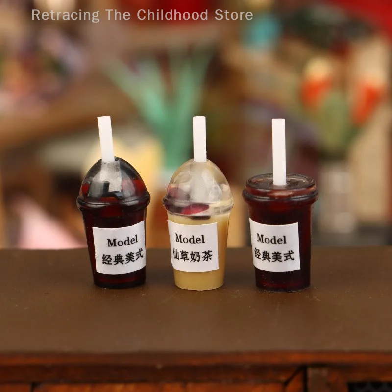 1 ชิ้น 1/12 ตุ๊กตาจําลองกาแฟ Latte เครื่องดื่มเครื่องประดับของเล่น Dollhouse Miniature Kitchen อาหารอุปกรณ์ตกแต่งของเล่น