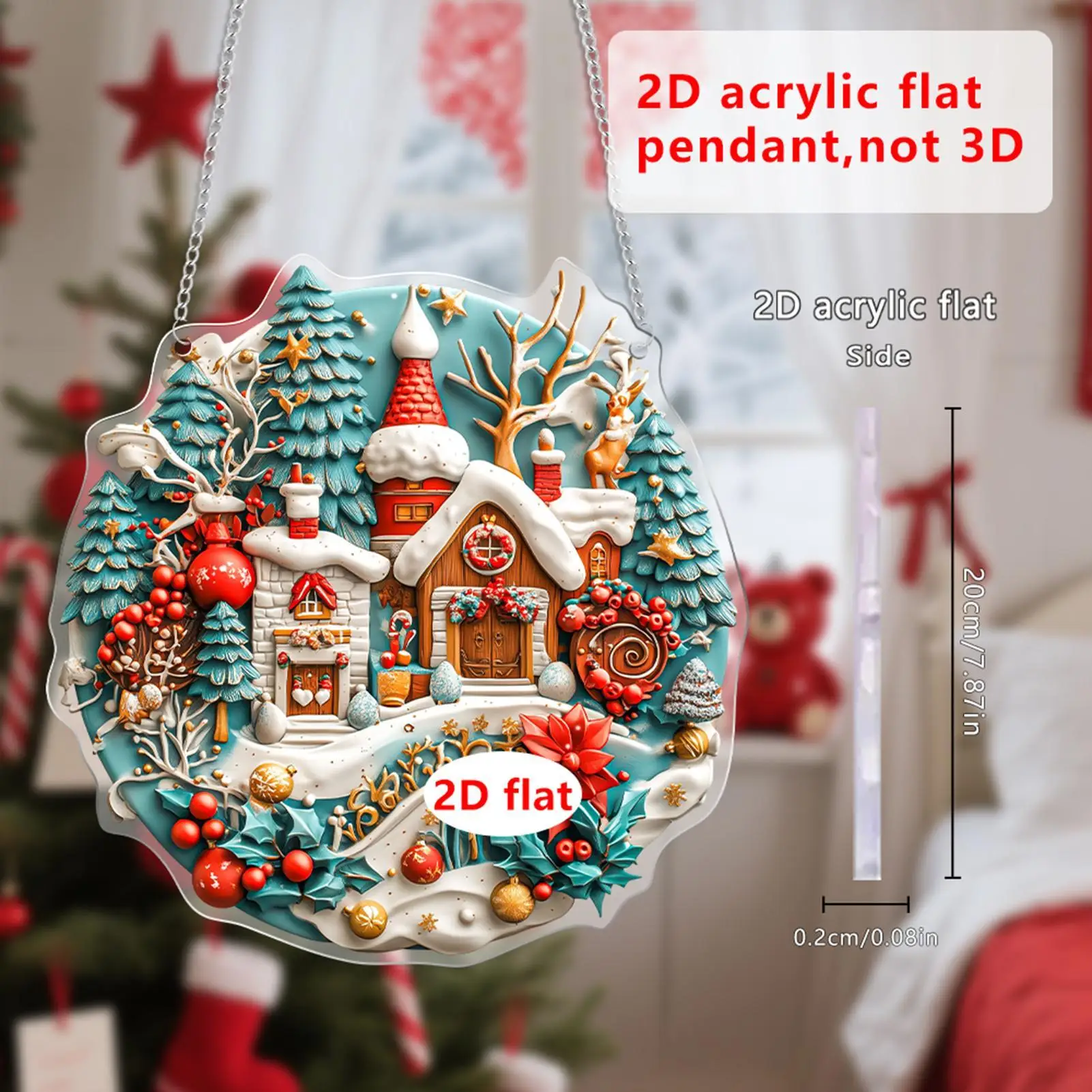 Christmas Tree Decor Hangable Pendants For Christmas Tree Pendants 2D Acrylic Santa Claus For Indoor Outdoor Dining Room Kitchen