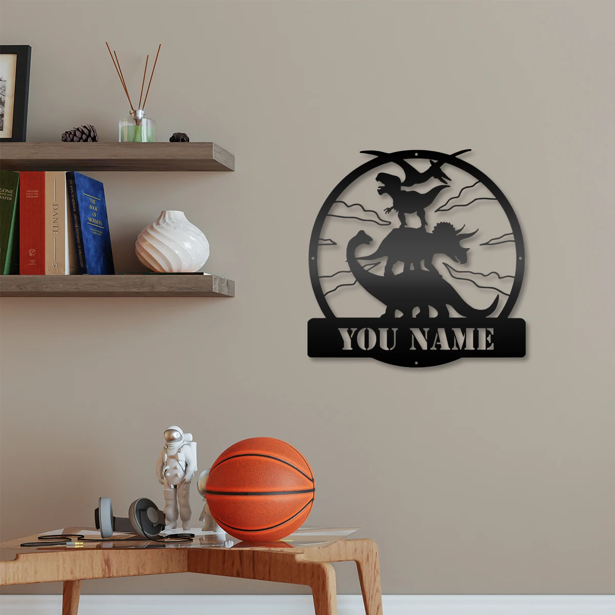 

1pc pretty dinosaur Customized Name Metal Wall Signs Iron Wall Plaque Decor Living Room Bedroom Removable