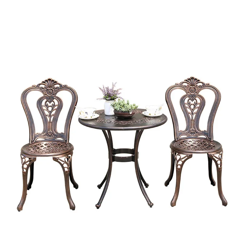 Three piece set of balcony tables and chairs, small coffee table chairs, cast aluminum leisure small tables and chairs, one tabl