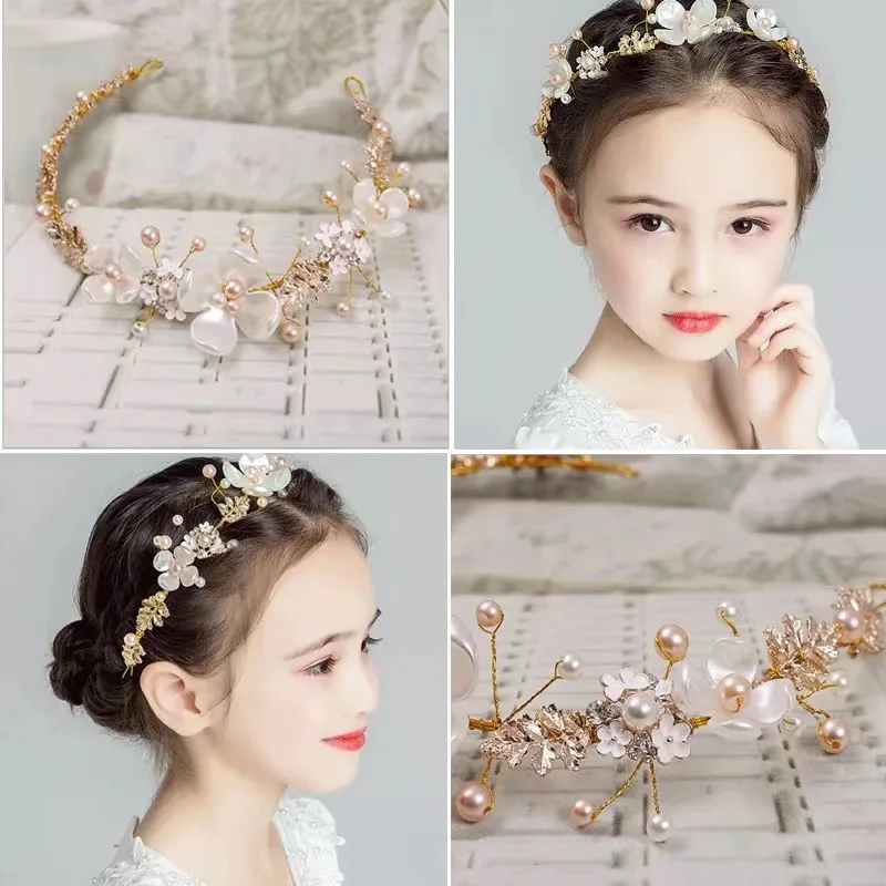 Baby Kids Princess Headwear Flower Girl Dress Children First Communion Dress Ball Gown Wedding Party Dress Birthday Show