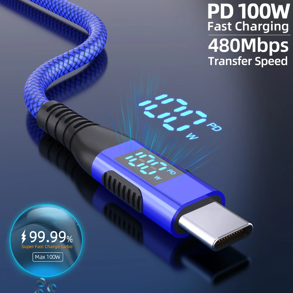 100W 60W USB C Cable PD Fast Charging Phone Charger Data Cord For iPhone 16 15 Samsung Xiaomi Type C To Type C Quick Charge Wire