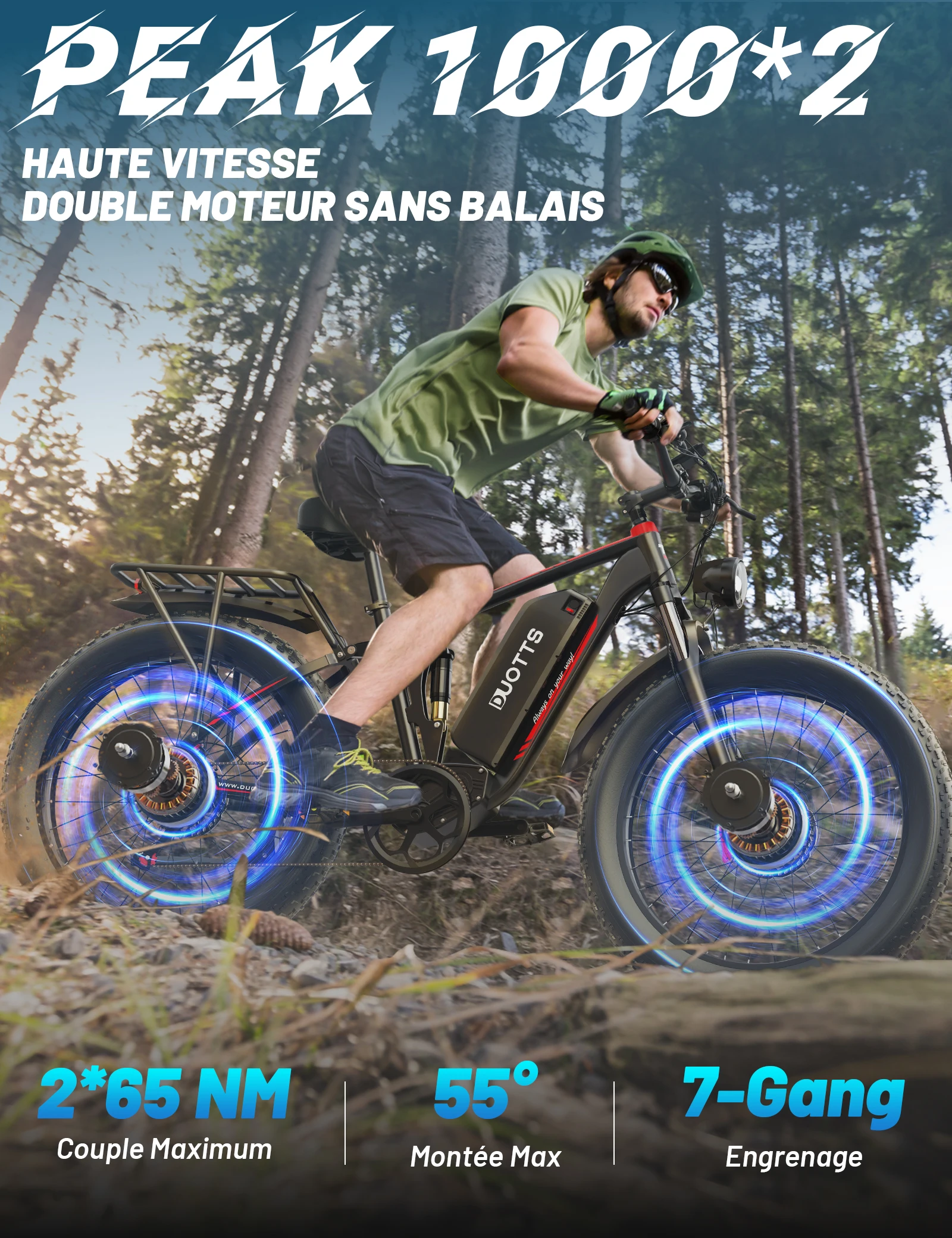 US EU  Duotts S26 Ebike 26Inch Fat Tire Dual Motor Electric E Bike 48V 20AH Mountain Dirt Mtb Moped Electric Bike