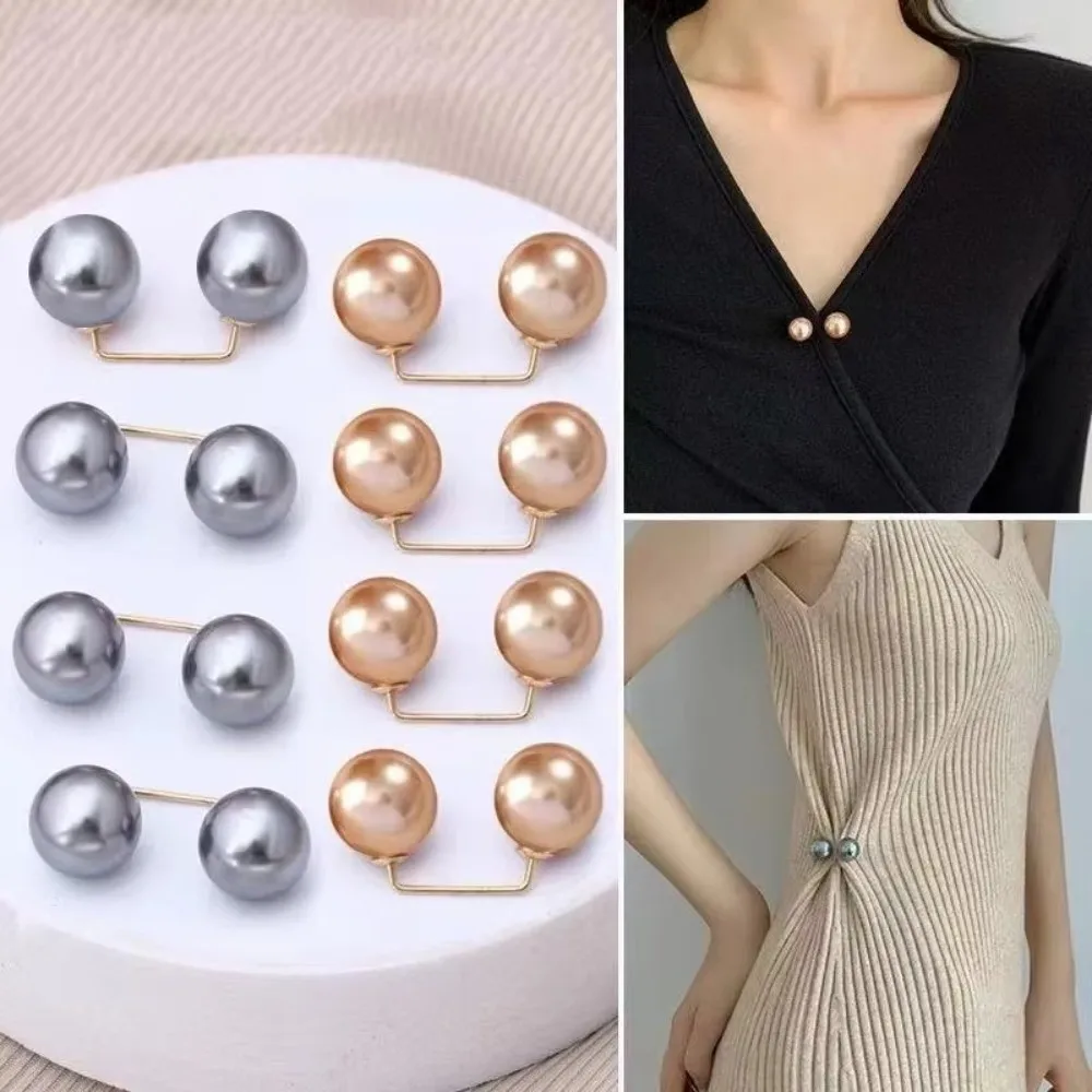 

3/6/8PCS Double Head Pin Pearl Brooch Non-Slip Adjustable Collar Clip Safety Pins DIY Sewing Multi-Purpose Clothing Fixing Pins