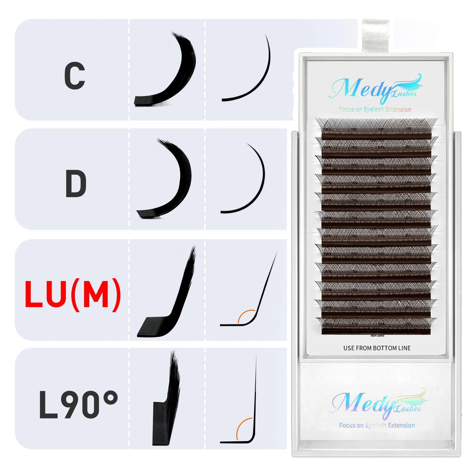 Medylashes YY Shape Brown Eyelash Extension LU(M) Curl Cilios Makeup YY Premade Volume Fans Soft Faux Silk Eyelashes