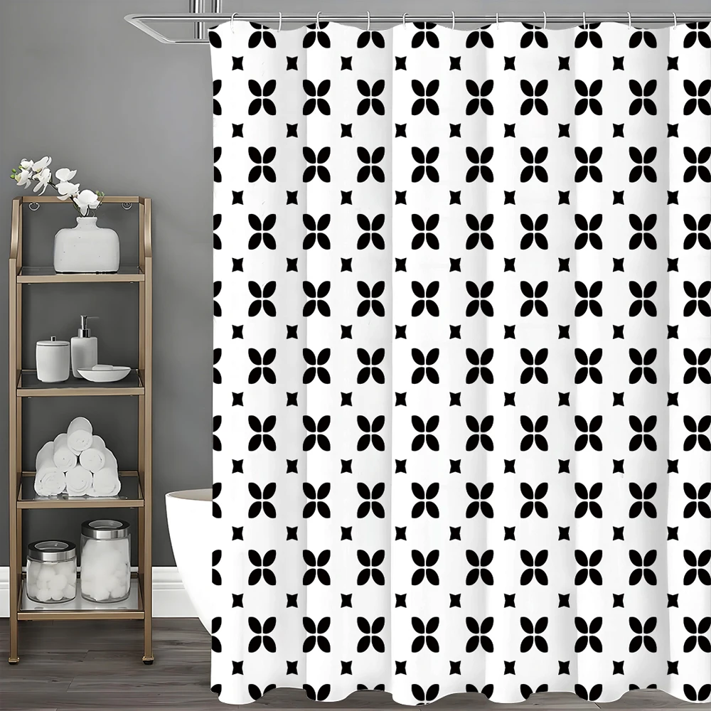

Занавеска для душа с непрерывным декоративным узором клевера, декоративная занавеска для душа в ванной комнате, водонепроницаемая занавеска для душа с крючками
