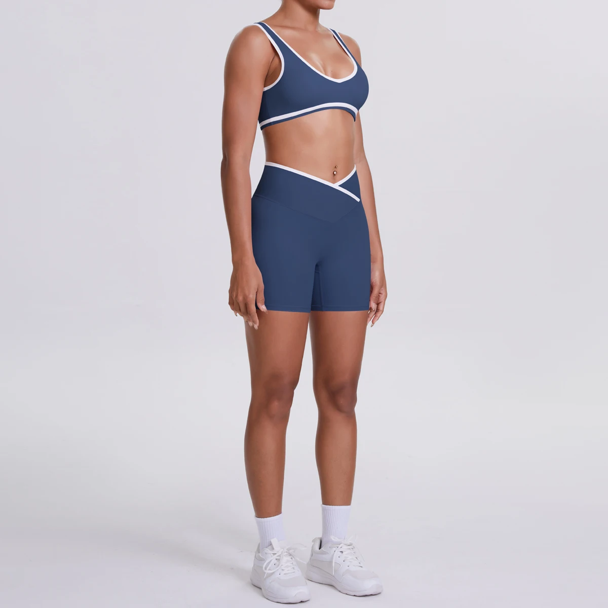 New Yoga Bra Fitness Shorts Set High Waist Crossover Design Fitness Sports Yoga Pants Summer Hot Sales Yoga Fitness Clothing