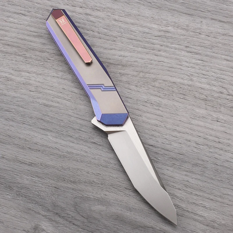 Huajiangfang Folding Knife M390 Steel Sheet Titanium Alloy Handle High Hardness Outdoor Camping Self Defense Exquisite Tool