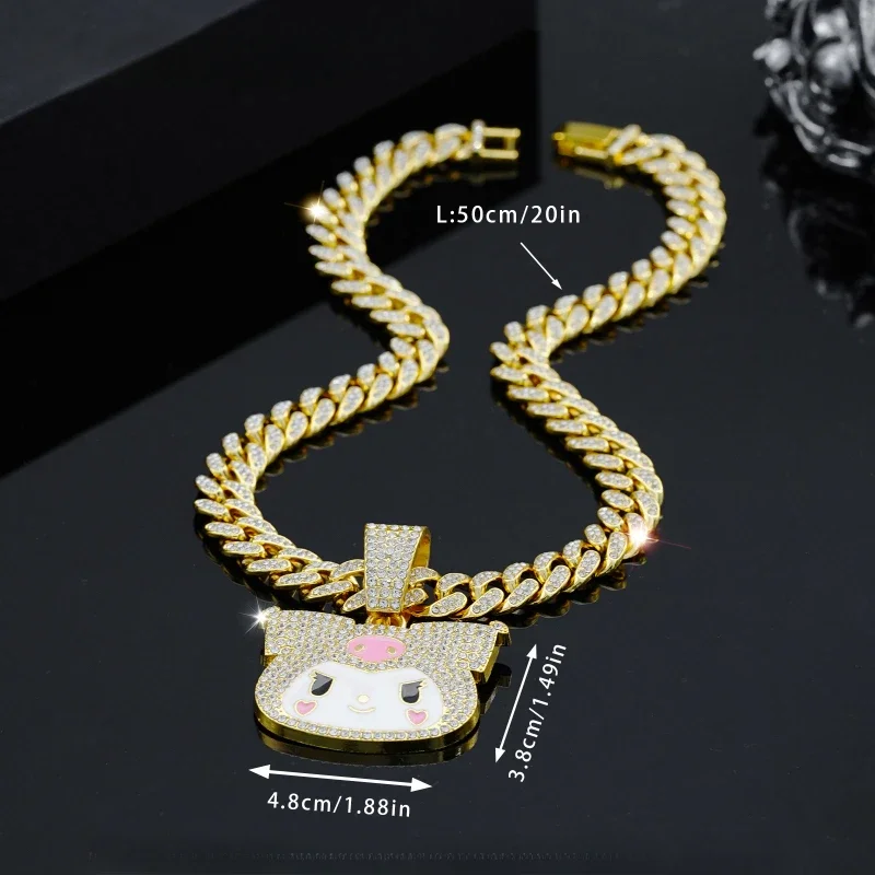 Sanrio necklace jewelry kuromi men's and women's diamond chain necklace Halloween women's long layered necklace cartoon gift