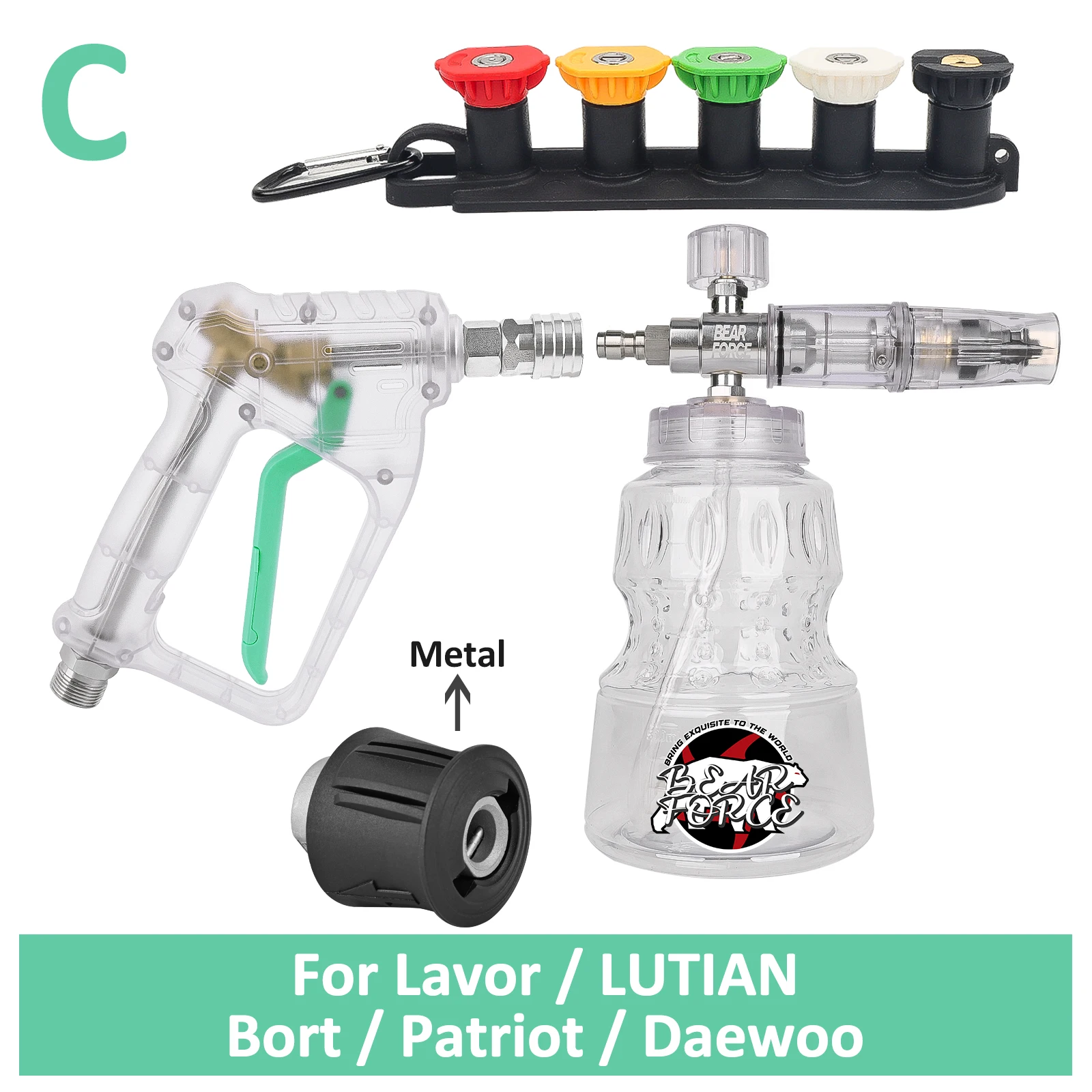 BEAR FORCE Hogedrukreiniger Waterpistool voor Car Cleaning Slang Connector Voor Karcher Nilfisk Parkside Bosch Quick Connector Nozzles