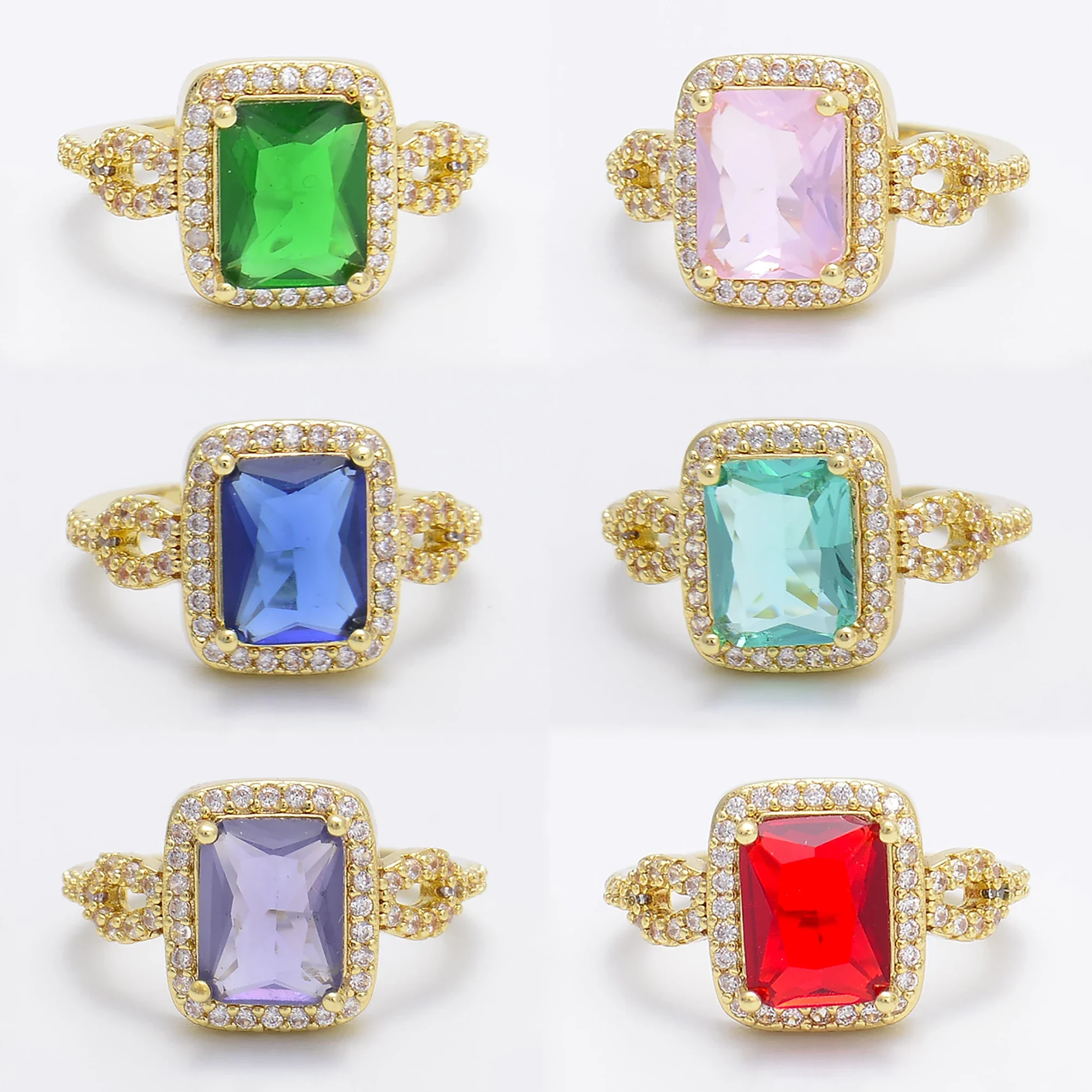 

Gorgeous Engagement Rings for Women Micro-set Zircon Square Shape Bridal Ring Marriage Ceremony Party Gold Color Luxury Jewelry