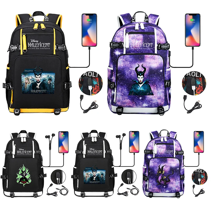 

Maleficent Multifuction Boys Students Schoolbag Large Capacity Laptop Bag Waterproof USB Charging Backpack Outdoor Camping Bag