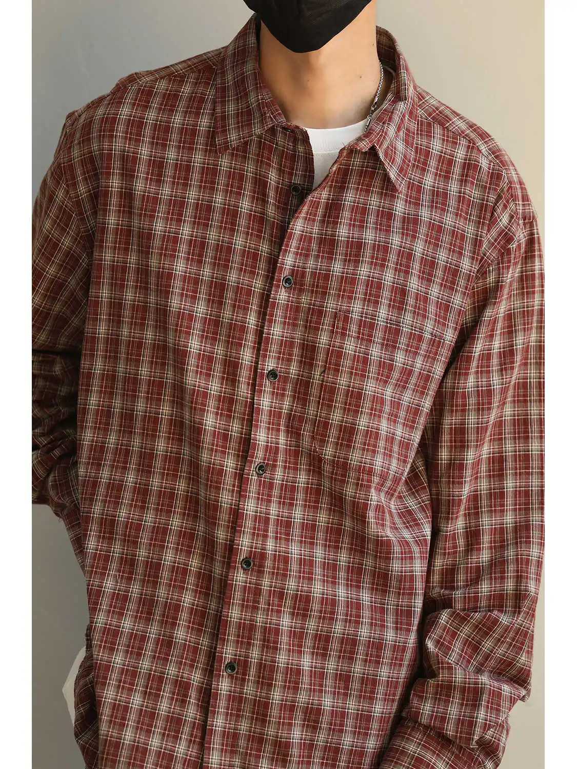 

LH Store Japanese Sle Vintage Plaid Long Sve irt Loose Casual Spring Autumn Couple's irt Coat for Men And Women