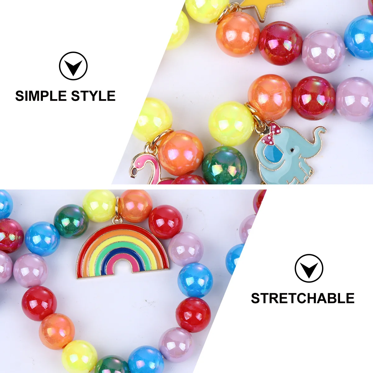9Pcs Bracelets Handmade Rainbow Beaded Durable Plastic Jewelry Creative Gift Set Fashion Simple Style