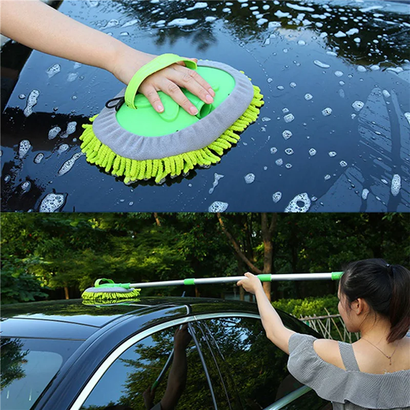 

2X Car Wash Brush Cleaning Mop Detachable Broom Adjustable Long Handle Rotatable Brush Car Cleaning Accessories