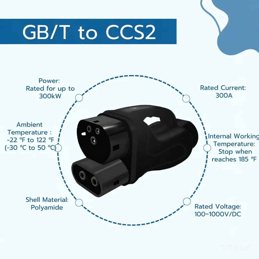 New EV Plug Adapter GB/T CCS2 300A DC Fast Charging 1000V 300kW IP55 WrightCharge Electric Vehicle Car Public Charging