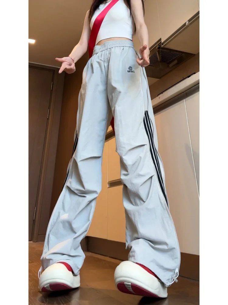 

American Sle Airborne Summer Thin Loose Folded Straight Leggings Men's Casual Sports Long Pants Faionable Loose Waist