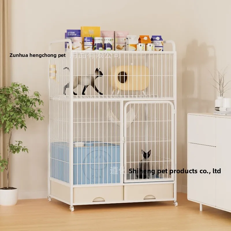 

Indoor Multi Level Cat Condo Large Free Space Litter Box Integrated Toilet Wholesale Cat Cage for Home Use Large Cat Villa