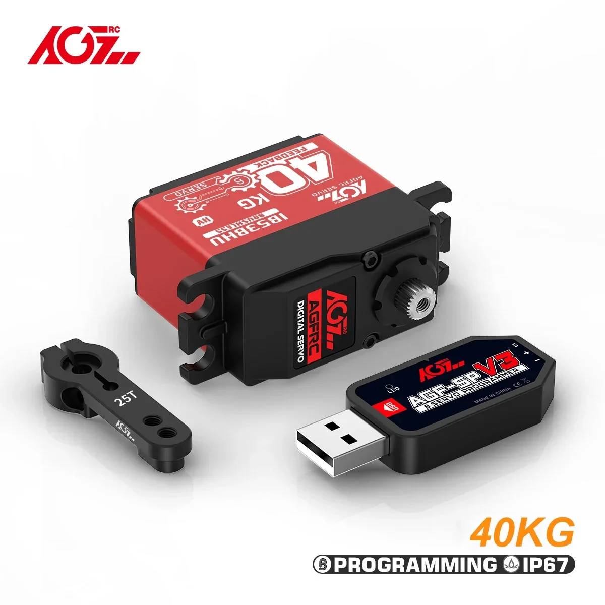 AGFRC IB53BHU Position Feedback Servo 40KG High Torque Programmable Full Metal Gear Standard Digital Steering Motor RC Servo