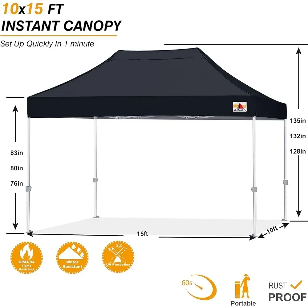 Pop Up Canopy Tent 10x15 Black Freight Free Camping Supplies Waterproof Outdoor Awnings Garden Tents Shelters Hiking Sports