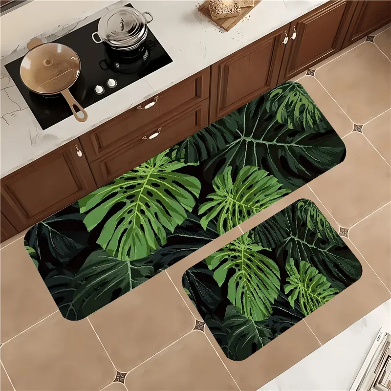 

Spring Summer Tropical Leaf Kitchen Floor Mat Home Decor Carpet for Living Room Kitchen Hallway Balcony Rugs Non-slip Door Mat