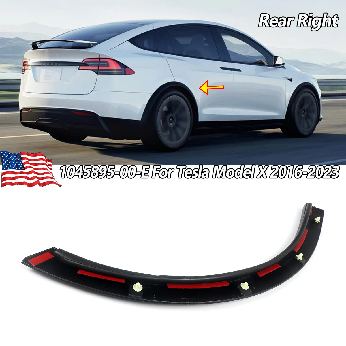 

Автомобильное колесо, черное для Tesla Model X 2016 2017 2018 2019 2020 2021, литье обшивки арки заднего правого колеса 1045895-00-E