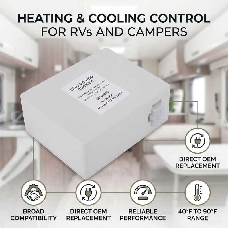Vehicle Temperature Control Box for Interior Climate Systems, Replacement Assembly with Display Panel, Wiring Leads and