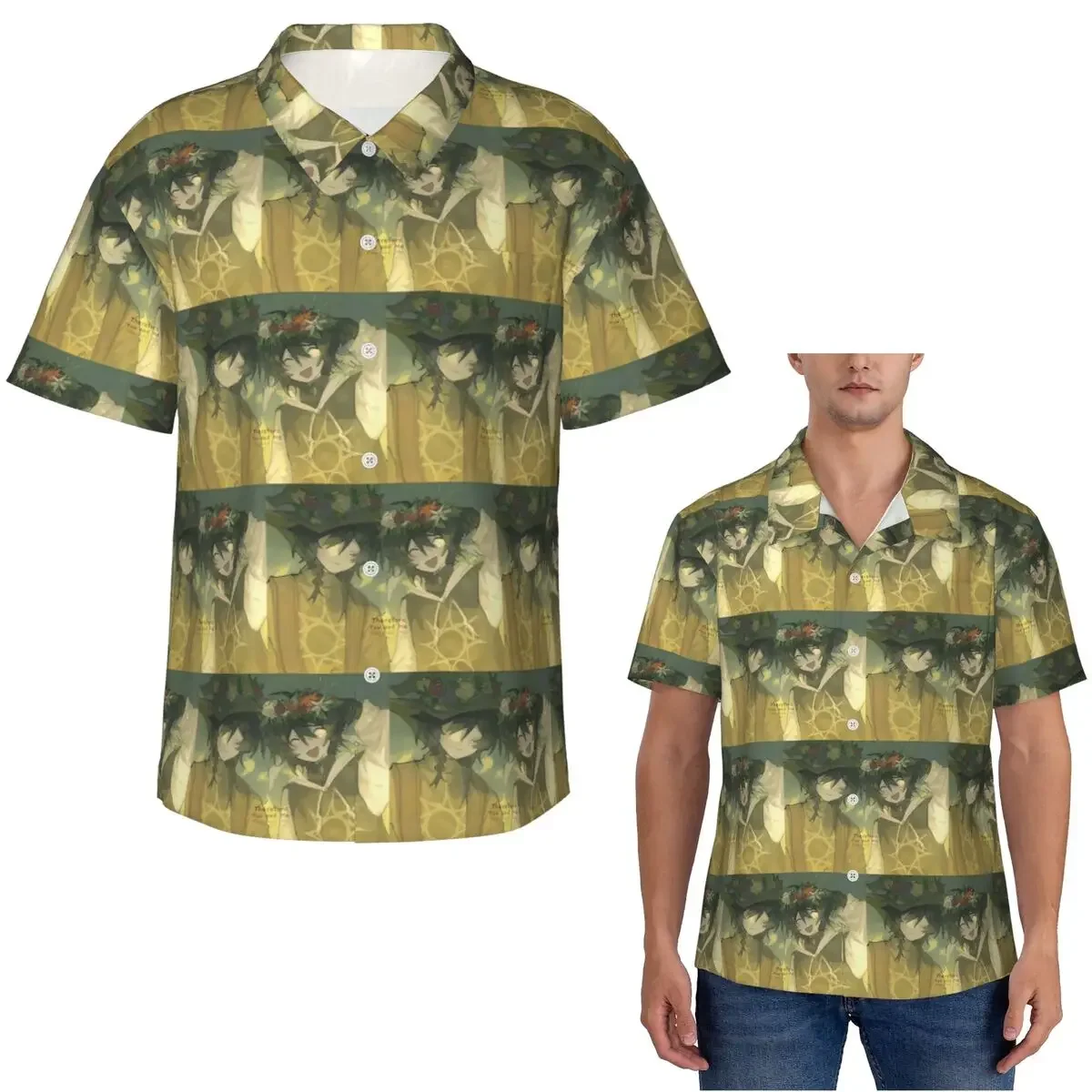 Azuretime Anime Azure Two Time Forsaken Hawaiian Shirts Casual Men Short Sleeve Shirt for Summer Beach Men's Button Tops