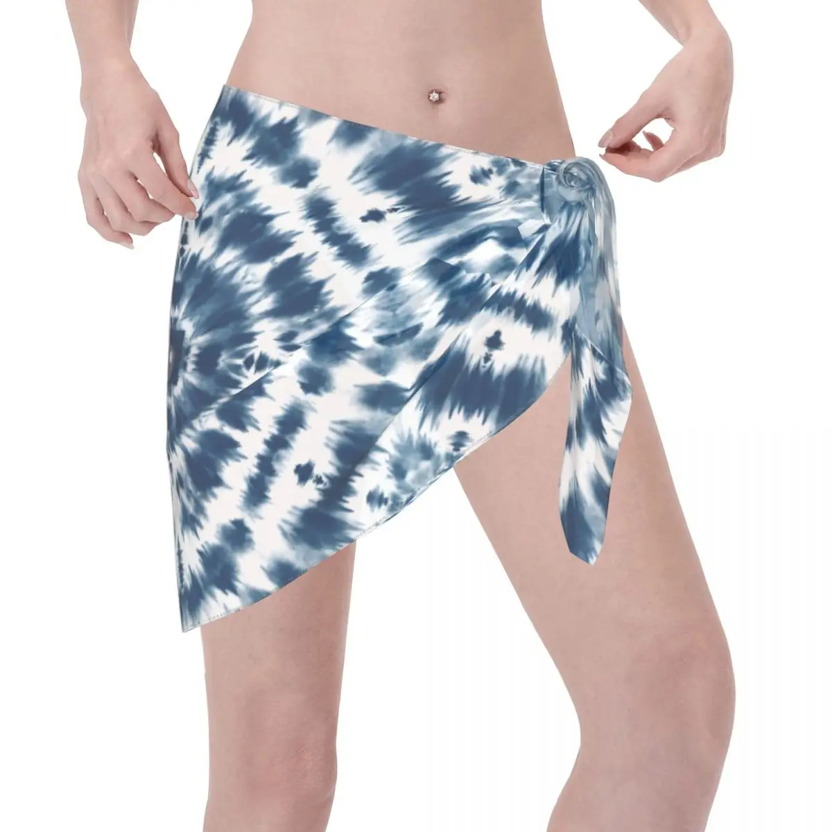 Custom Tie Dye Beach Bikini Wrap See-Through Bikini Beach dress Short Skirt Chiffon Scarf Cover-ups For Women