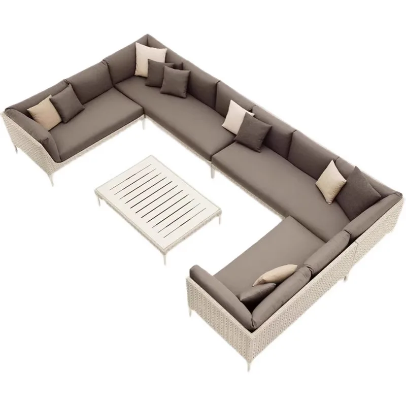 Outdoor sofa courtyard outdoor rattan waterproof sunscreen balcony casual rattan sofa combination outdoor furniture