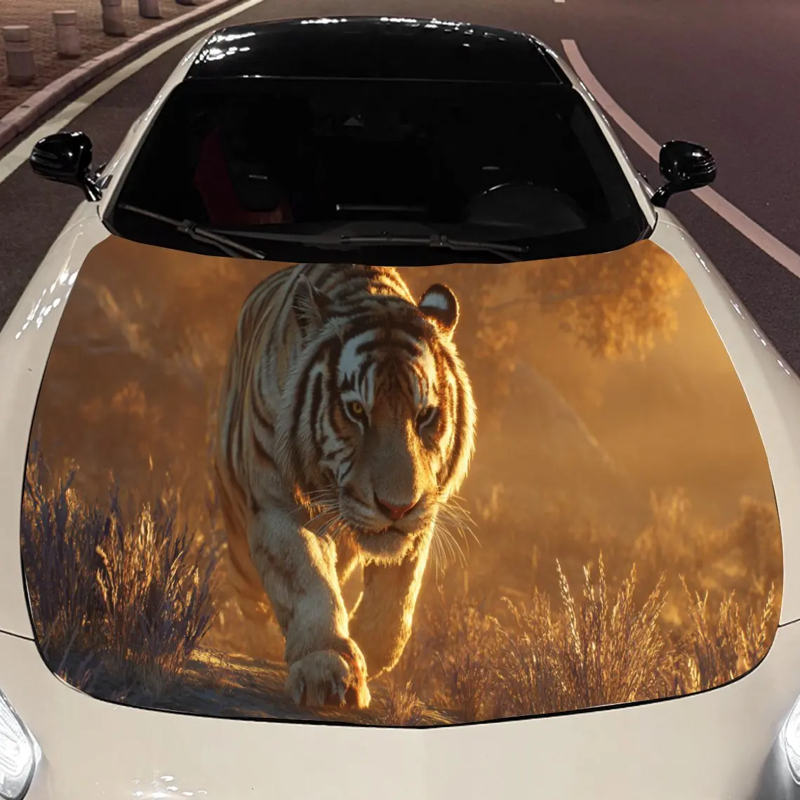 

Noble Tiger Car Hood Stickers - Self-Adhesive, Waterproof and Durable Vinyl Wrap, Decorate And Protect Your Car - The Gift For C