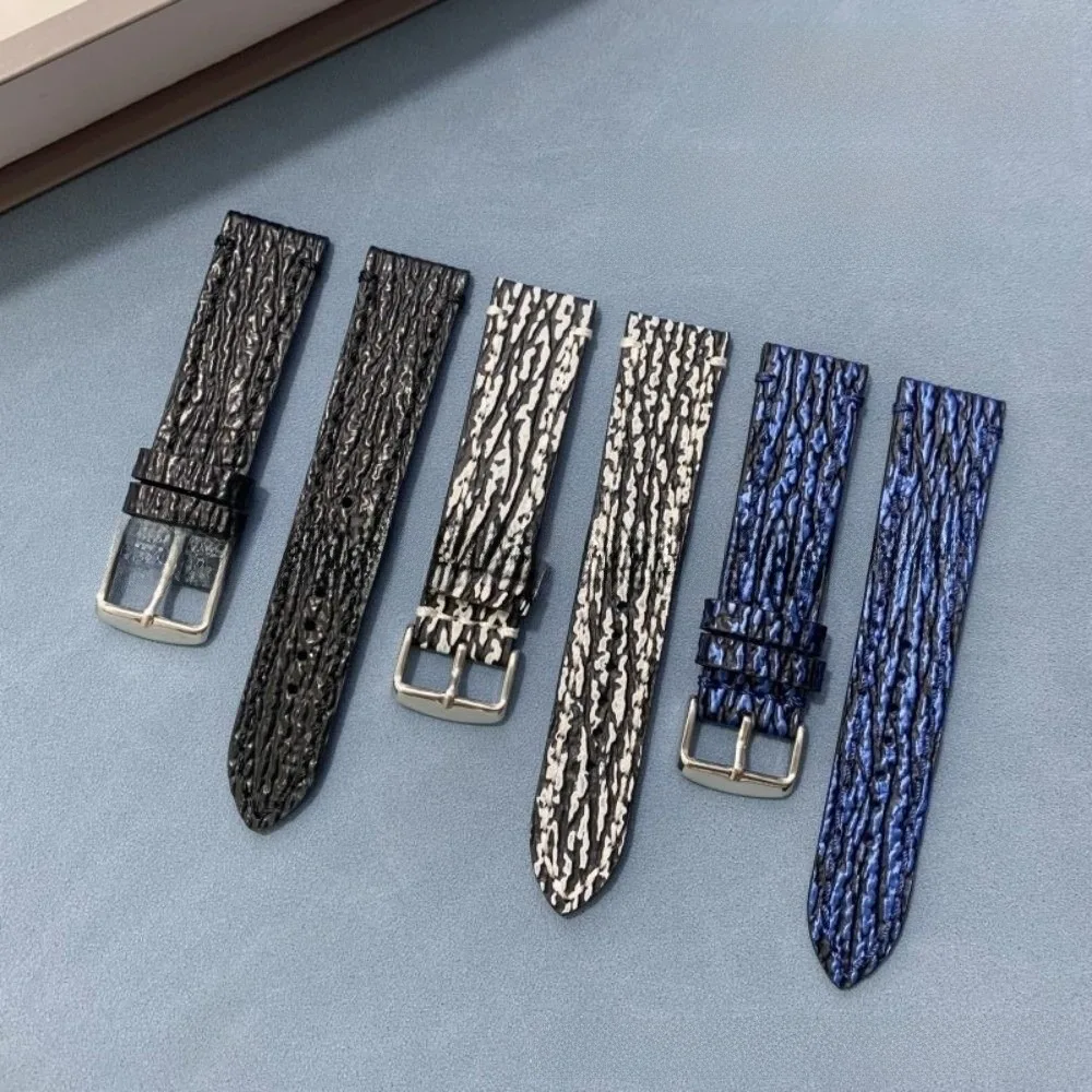 

Практичный универсальный ремешок для часов из натуральной кожи 18, 20, 22 мм с тиснением под змеиную и акулью кожу, браслет из воловьей кожи