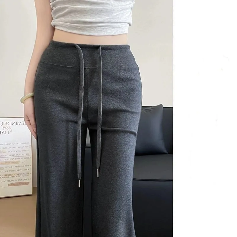 

Ladies Fashion Summer Solid Color Thin Style Simplicity Elegant Trend High Waist Slimming Straight Sports Yoga Trousers