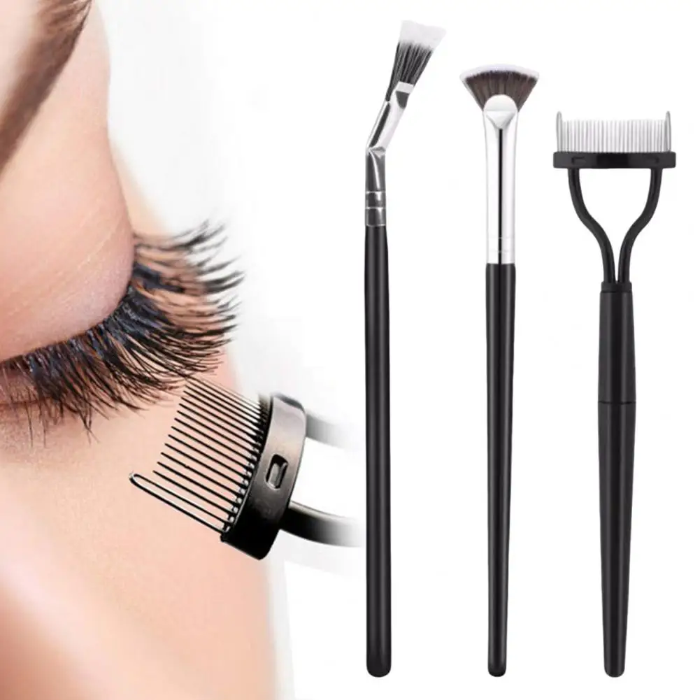 แปรงขนตาขนนุ่มชุดแปรงขนตาตามหลักสรีรศาสตร์สําหรับผู้หญิง 3 ชิ้น Scalloped Lashes หวีแยกเครื่องมือแบบพกพาสําหรับหญิง