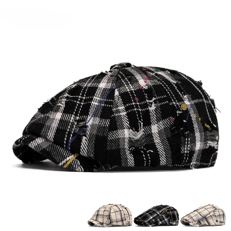 

Винтажная потертая клетчатая кепка газетчика, женская летняя весенняя кепка в стиле ретро, потертые шляпы Snapback для женщин, модные модные кепки с козырьком