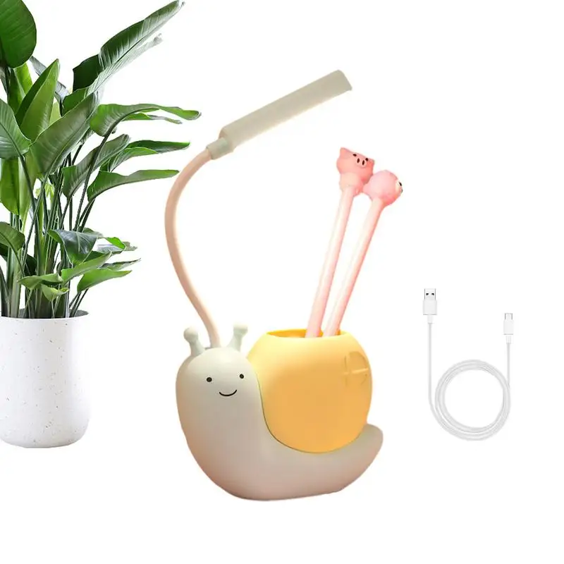 

Aesthetic Desk Lamp LED Snail Night Light Reading Lights Table Lamp Eye Protection Pen Holder Book Light Desk Lamp For Home