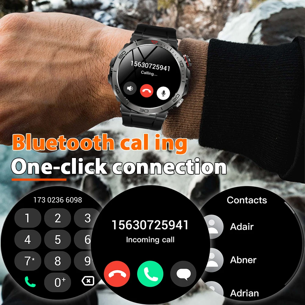 Compass Outdoor Sports Smartwatch Men Health Monitor GPS Sports Track Watch IP68 Waterproof Bluetooth Call Smart Watch 2024 New